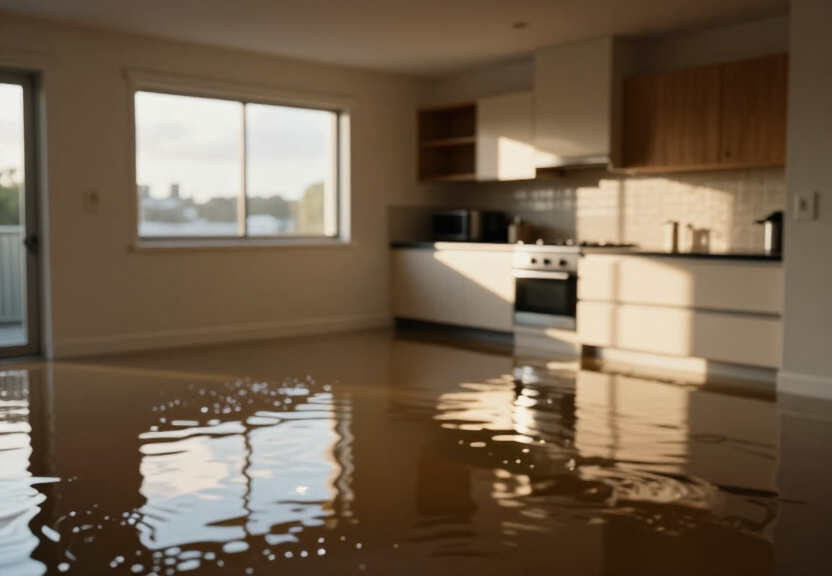 Water-damaged office in East Killara before repair